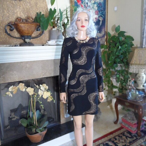 Stella McCartney Black Cocktail Dress w/Lace Inserts Detail Size S - Picture 3 of 16